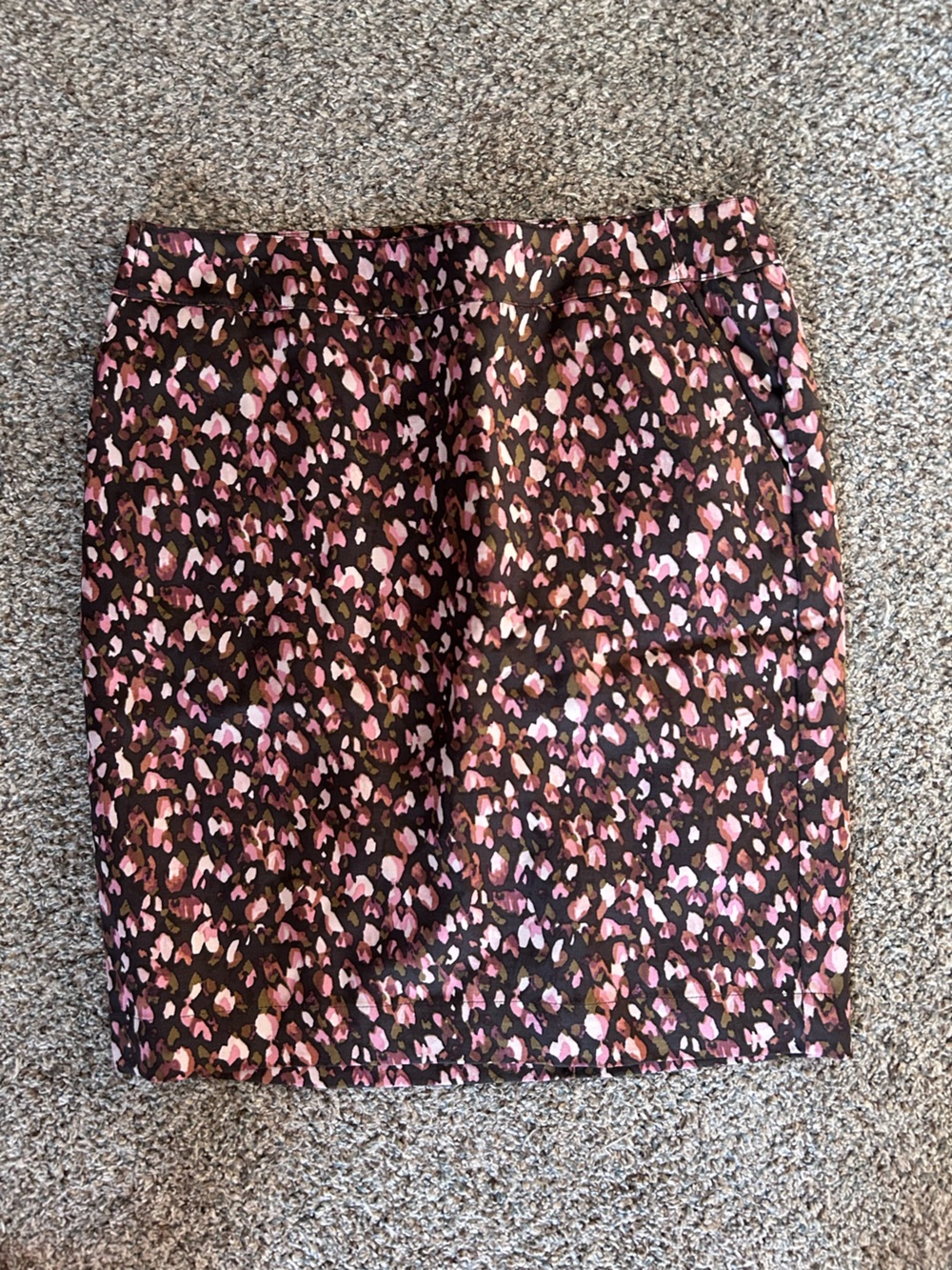 Merona | y2k stretch brown & pink abstract polka dot pencil skirt